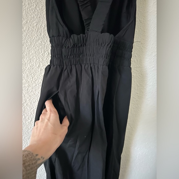 Black Maxi Dress Size M Sleeveless Casual Summer Dress With Pockets Minimalist - Picture 5 of 9